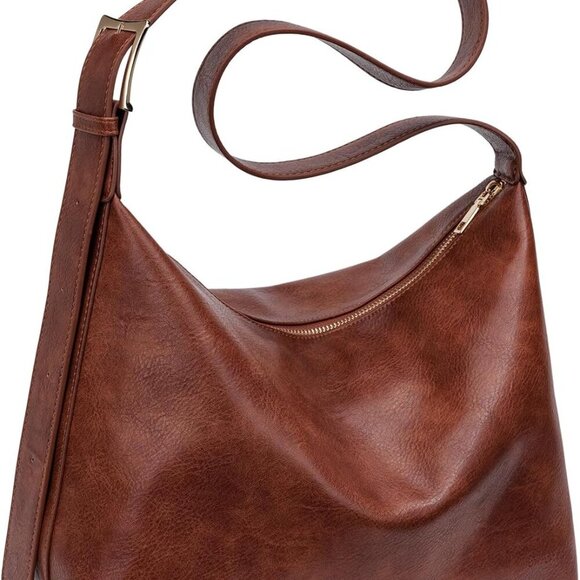 Handbags - Vegan Leather Hobo Bag Women Tote Shoulder Purse Crossbody Adjustable Strap